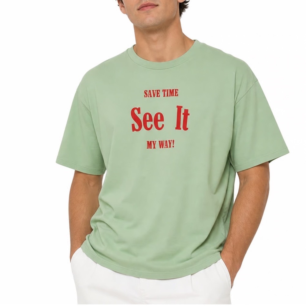 Daydreamer Save Time See It My Way Graphic T-Shirt Green Red Mens Large L USA